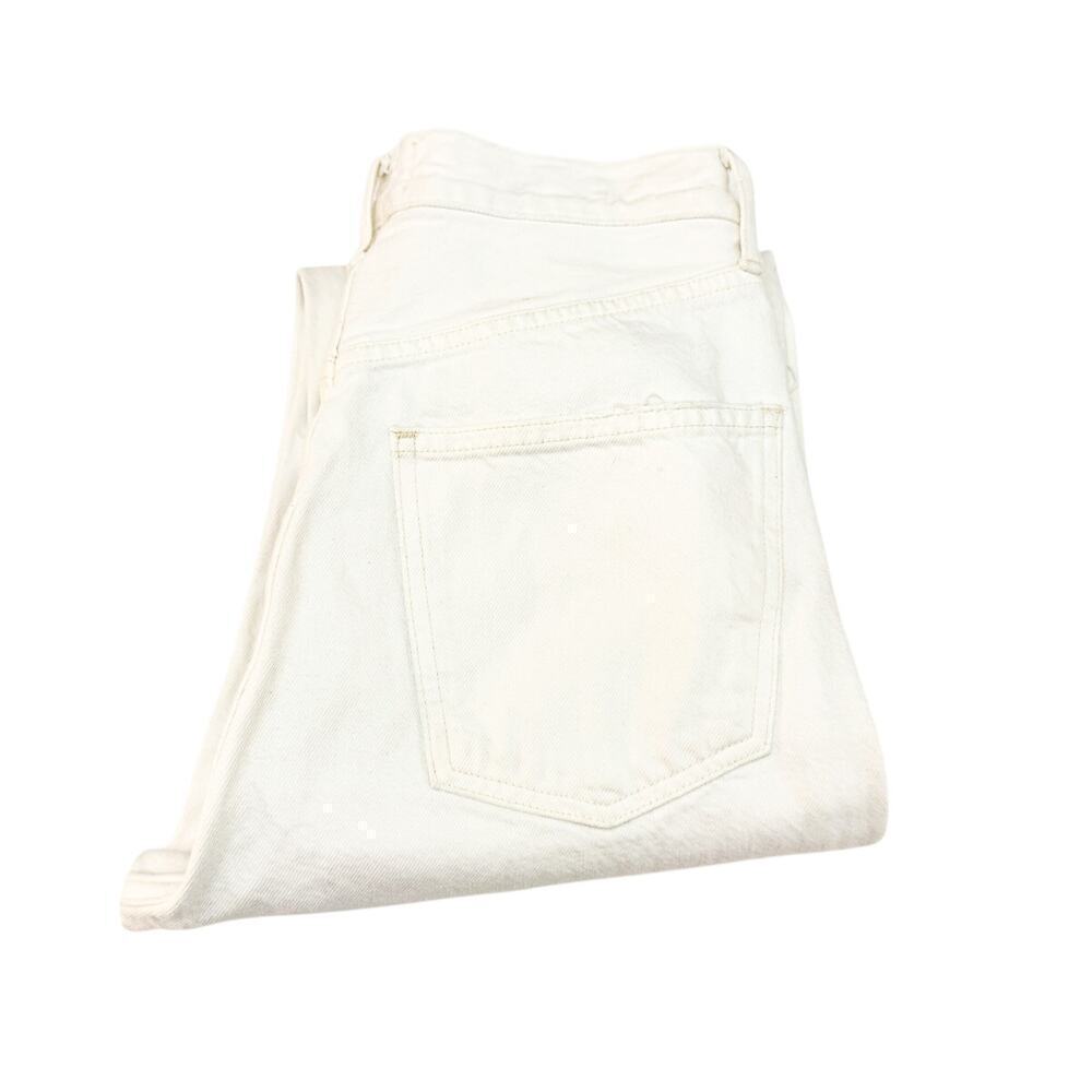 AGOLDE 90s Ripped Denim Jeans Button Fly Raw Hem Straight Leg White Size 24